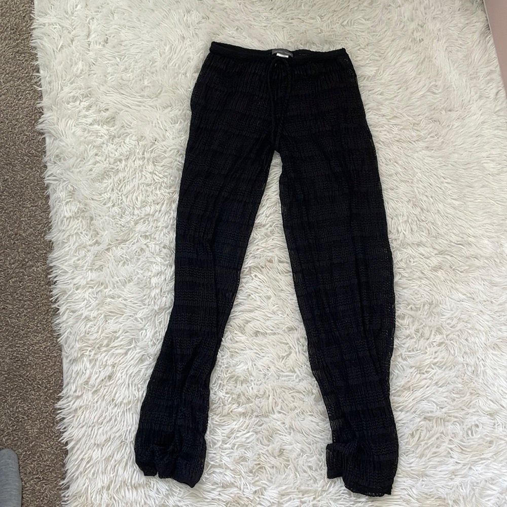 Black mesh bathing suit cover up pants